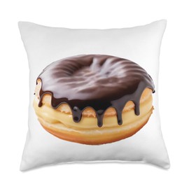 Boston Cream Donut Throw Pillow