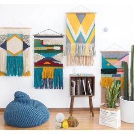 Wooden Weaving Loom Kit, 24x28cm Wooden Multi-Craft Weaving Loom Adjustable Hand-Knit Machine, Wooden Loom Set with Yarns,Rods,Combs and Shuttles, Suitable for Beginner & Kids