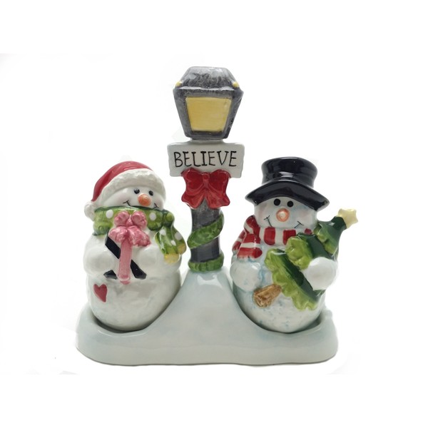 Pair of Snowman Salt and Pepper Set/Toothpick Holder