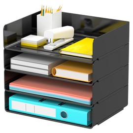 Gawerk Desk Organizer, Stackable Paper Letter Tray, Desktop File Paper Holder Office Organization School Supplies