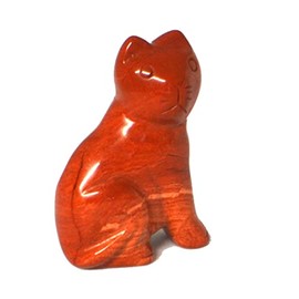 Roter Jaspis Katze, Edelstein Tiergravur Katze 5 cm, Steintier Jaspis rot, Glücksbringer und Talisman