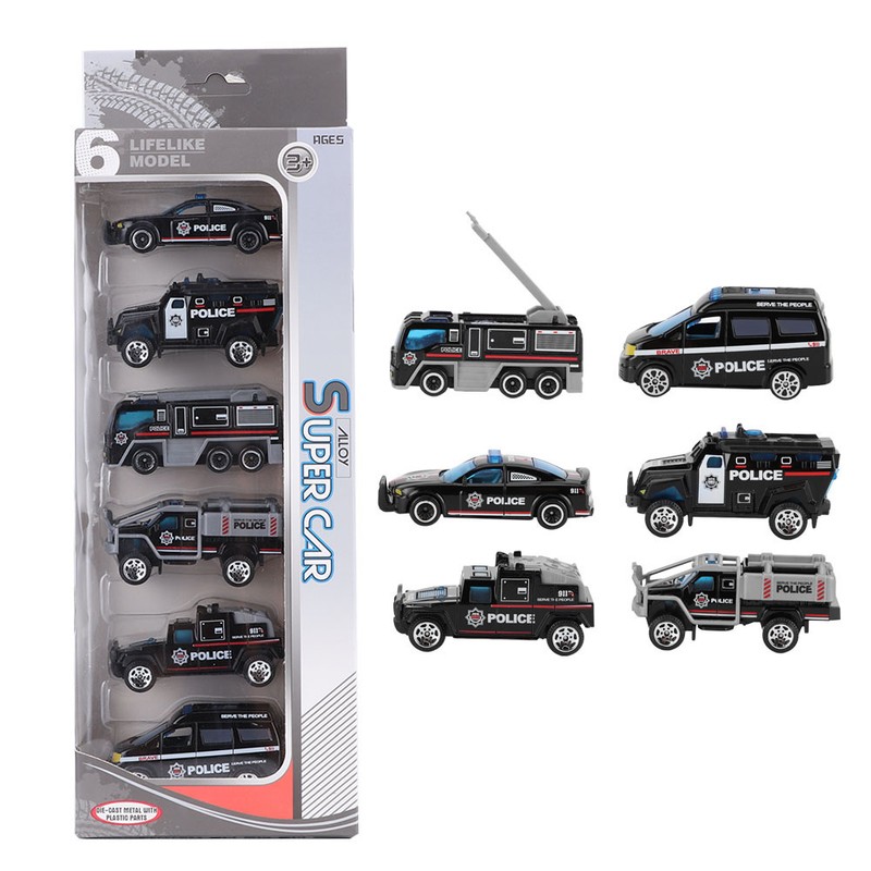 6pcs 1:64 Engineering Car Model Alloy Simulation Vehicle Car Model