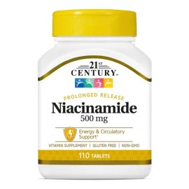 21st Century, Niacinamida 500mg, Vitamina B3, 110 Cápsulas Sabor Sin Sabor