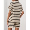 Tankaneo Womens 2 Piece Outfits Striped Knit Summer Sets V