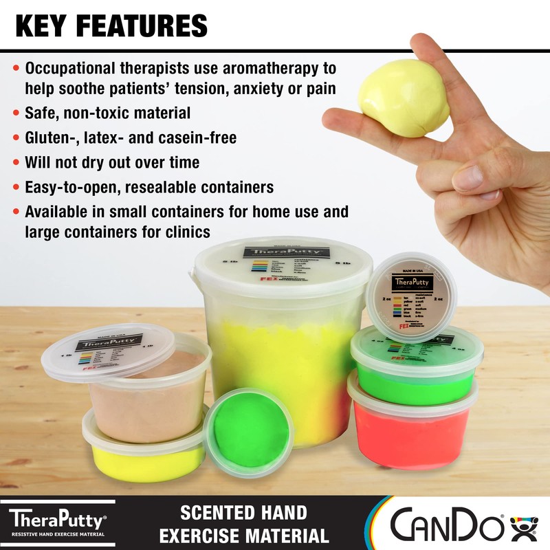 CanDo TheraPutty Scented Hand Exercise Putty for Rehabilitation, Exercises, Hand