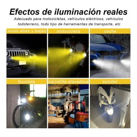 Generic Luces de Conducción de Motocicleta Par Faros De Niebla Lupa Doble Color Luz para Auto Motocicleta, Luces Antiniebla LED de Conducción Impermeable al Exterior para Motocicleta
