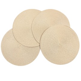 Ryncoco Round Braided Placemats Set of 4 15 Inch Round Table Mats for Dining Table Heat Resistant Non-Slip Circle Place Mats (Cream)