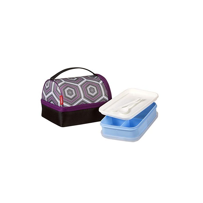 Thermos Raya Pack-In Soft Lunch Bag, Purple Hexagon, RAYLK6PH