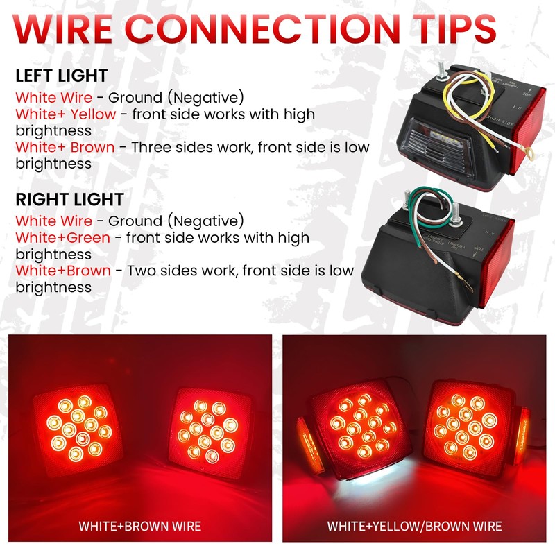 Aila Complete LED Trailer Light Kit, Submersible IP68 LED Stop
