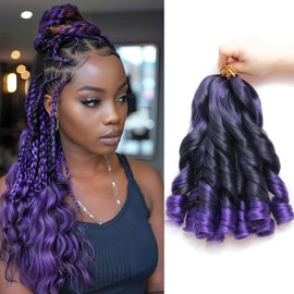 French Curl Braiding Hair 12 Inch Loose Wavy Crochet Hair for Braids 8 Packs Pre Stretched Synthetic Extensions Bouncy French Curly Braids Lightweight Hair for Women