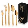 Buyer Star Stainless Steel Gold Silverware Set, 20 Piece Utensil