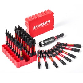 Geinxurn Impact Screwdriver Bits Set, 33 Pieces 2”Multi Head Magnetic S2 Steel Driver Bits PH/SQ/Torx/Slotted With Red Soft Base