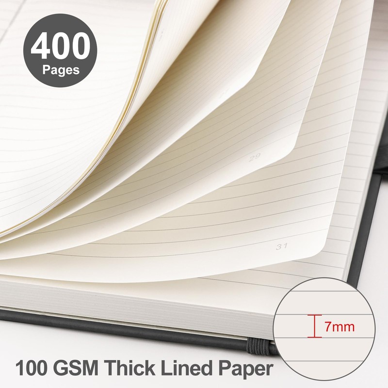 EMSHOI Notebook A5 Lined Journal - 400 Pages 100gsm Thick