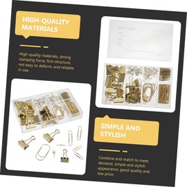 Ciieeo Elegant Gold Binder Clips Paper Clips and Pin Set Office and School Stationery for Organization