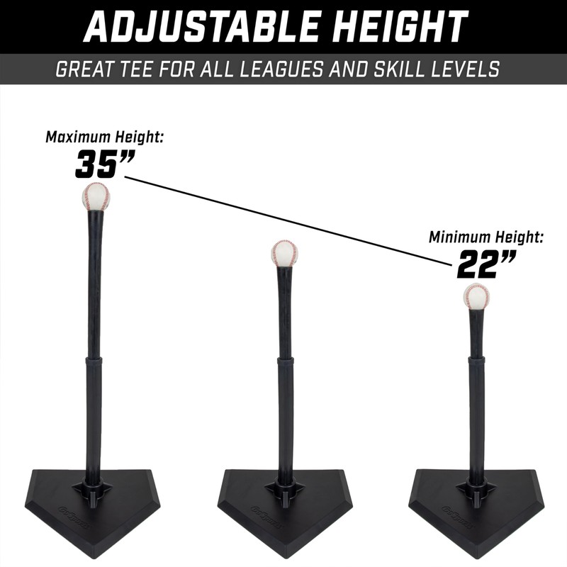 GoSports Jr. Baseball & Softball Batting Tee - Adjustable Rubber