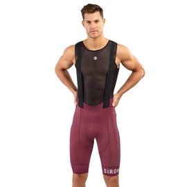 SIROKO Short BX Cycling Bib Shorts Men's Multi-Panel Cut High Compression Ultrafit Premium Seat Pad, Bordeaux red/black