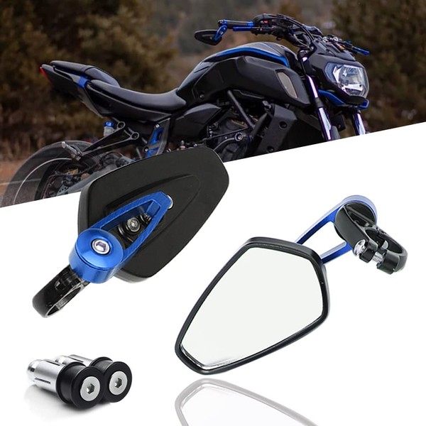 DREAMIZER Motorcycle Handlebar End Mirrors Universal 7/8" 22mm Rear View