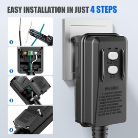 Auto-Monitoring GFCI Replacement Plug Assembly, Auto Reset 15 Amp 3 Wires 3 Prongs,Waterproof, Ground Fault Circuit Interrupter for Air Conditioner, Pressure Washer, Ovens, Hot Tub.ETL Listed,Black