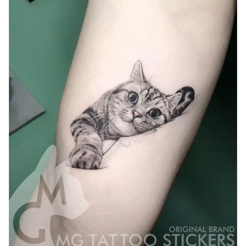 고양이 문신스티커 지워지는타투 헤나 캣스티커 일상 스탬프 나비 임시 Cat