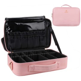 Relavel Travel Makeup Train Case Makeup Cosmetic Case Organizer Portable Artist Storage Bag with Adjustable Dividers for Cosmetics Makeup Brushes Toiletry Jewelry Digital Accessories