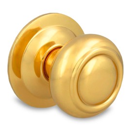 Amig - Door Knob Mod. 53, Gold, Round, Polished Brass Door Knob for Front Doors | Handle Diameter 70 mm - Height 73.5 mm | Includes Screw and Fixing Nut