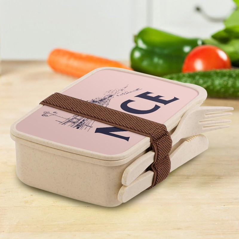 Lunch Box Lunchbox mit Besteck, Rosa – Nice Minimalist Ville