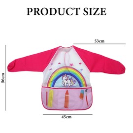 Wasise Toddler Painting Apron - Kids Painting Apron, Aprons for Cooking, Waterproof Aprons, Toddler Arts and Crafts, Baking, Smock, Paint for Kids 3-5, Child Artist, Clothes with Sleeves