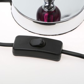 Premier Housewares Chrome Stem Table Lamp with Acrylic Ball and Fabric Shade - Purple,H35 x W14 x D14cm