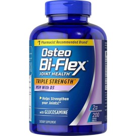 Osteo Bi-Flex Triple Strength Glucosamine 1500 mg, MSM 1500 mg with Vitamin D3 1000 UI Tablets, 200 Count (Pack of 1)