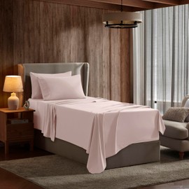 Nestl Twin Sheets Set- 3 Piece Twin Bed Sheets, Deep Pocket, Hotel Luxury, Extra Soft, Breathable and Cooling, Peach Beige Sheets for Twin Size Mattresses