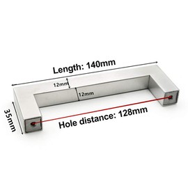 ANSIEDIO 2 Pack Cabinet Handles Stainless Steel Cupboard Handles Silver Kitchen Door Handles Furniture Drawer Knobs (Hole Center 128mm)