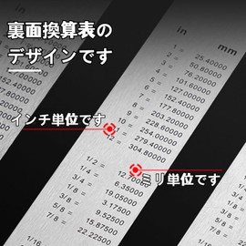 Ginhkok Stainless Steel Straight Ruler, 11.8 inches (30 cm), 5.9 inches (15 cm), Set of 2, Measuring Tool, Set of 2, Includes Exchange Chart in Millimeters and Inches Ruler, Straight Ruler, Ruler Tool for Drawing, Corrosion Resistant, Moisture Resistant,