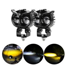 AFD Par De Faros Auxiliares LED Exploradoras, Luces De Conducción Antiniebla Ojo de Angel, Foco Lupa Potente Buho Todo Terreno, Luz Amarilla Y Blanca con Estrobos, 12000LM, Faro Impermeable
