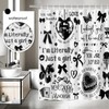 Mocsicka Black Bow Shower Curtain Y2K Bathroom Decor Modern Juicy