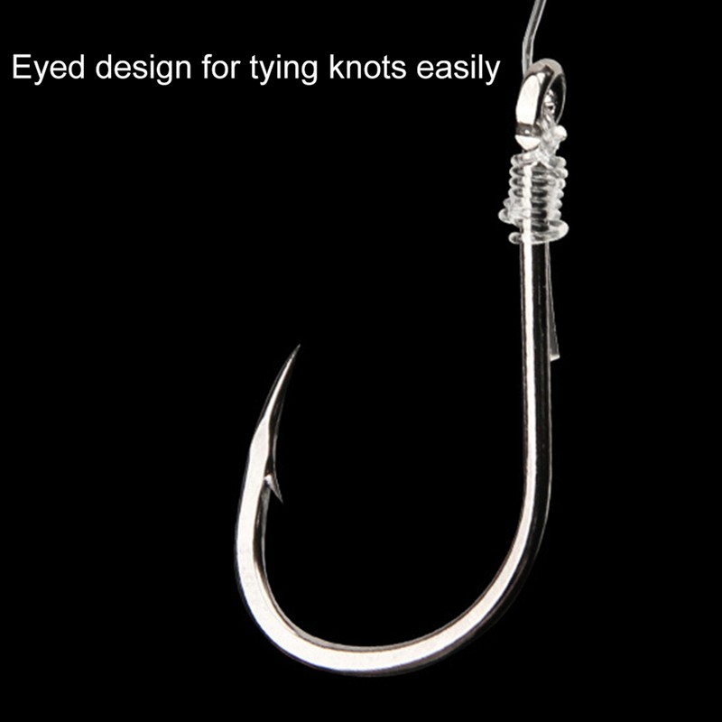 1000PCS Fishhooks Fish Hooks with Barbs 10 Sizes Carbon Steel