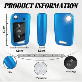 TOOMUME Key Case TPU Glossy Transparent Car Key Cover Fits VW Volkswagen Golf 7 Tiguan T-ROC T-Cross Polo Seat Ateca Ibiza Leon Skoda Octavia Fabia Kamiq
