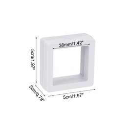 sourcing map Floating Frame Display Holder Stand 3D Jewelry Display Box 1.97 x 1.97 x 0.79 Inch White for Ring Necklace Bracelet Earring Pack of 2