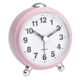 TFA Dostmann Analogue Travel Silent Hands Retro Alarm Clock, Pink, L 83 x B 53 x H 92 mm