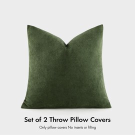 GIGIZAZA Olive Green Decor Pillow Covers 18x18 Set of 2, Cotton Modern Throw Pillows Covers for Living Room Couch Sofa Pillowcase Accent Farmhouse Cushions Covers
