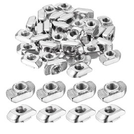 sourcing map 100Pcs M5 T Nuts Sliding T Slot Nut Fastener Carbon Steel Nickel Plated Half Round Roll in Sliding Aluminum Profile Accessories 3030 Series