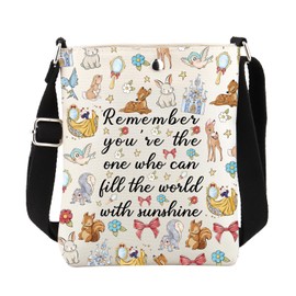 Snow Princess Crossbody Bag Cartoon Movie Gifts for Fairy Tale Lovers Sling Bucket Bag with Adjustable Shoulder Strap (2548 white C)