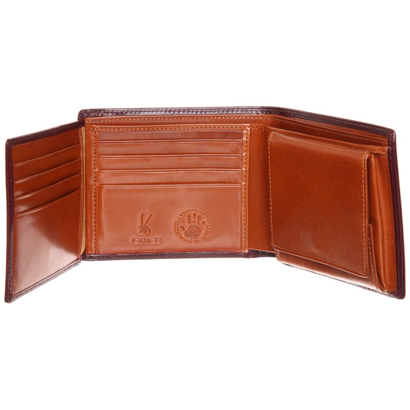 Olyce Men's Bi-fold Wallet with Olyce Leather, red (burgundy)