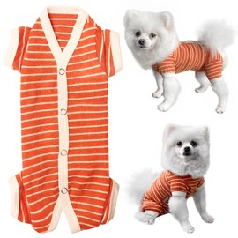 Kickred Shirts for Dogs, Dog Pyjamas with Striped and 4 Legs, Soft and Breathable Dog T-Shirt, Dog Clothing for Small, Medium, Large Dogs (Boys Orange, XL)