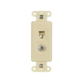 Eaton 3562V Decorator Insert Combination Telephone Jack with 4-Conductors and Type F Coaxial Adapter, Ivory