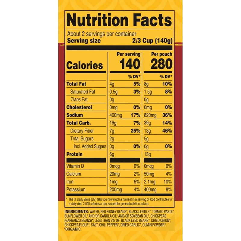 Tasty Bite Organic 3 Bean Madras Lentils, 10 Ounce, Pack