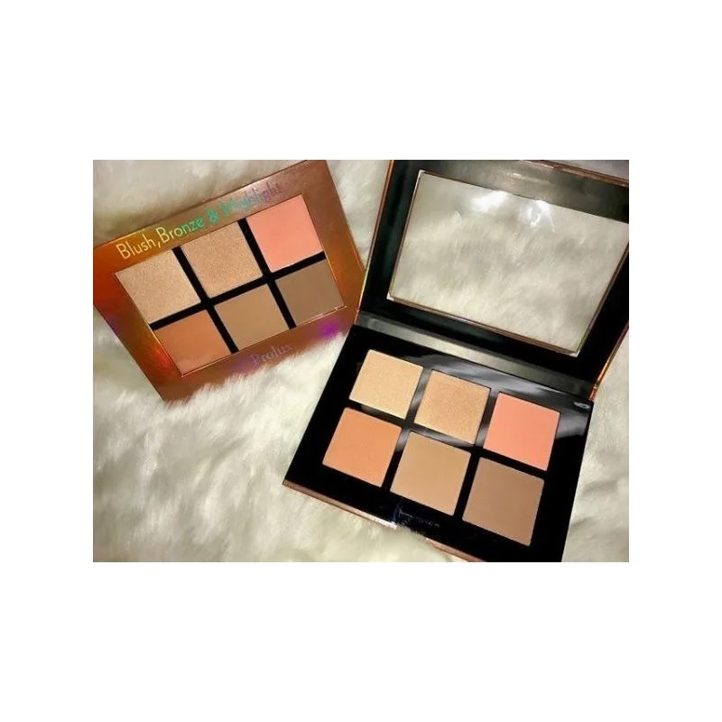 Paleta De Iluminador, Rubor Y Bronceador Prolux Marrón Claro