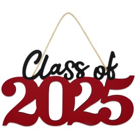 Class of 2025 Wood Sign Graduation Party Decoration Red Congrats Grad Wooden Cutout Photo Booth Picture Props College Senior Graduate Announcements
