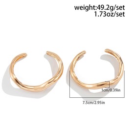 Gold Cuff Bracelets for Women Gold Chunky Bracelet Gold Plated Bracelet Set of 2 Stackable Open Bangles Bracelets Jewelry Gifts for Women
