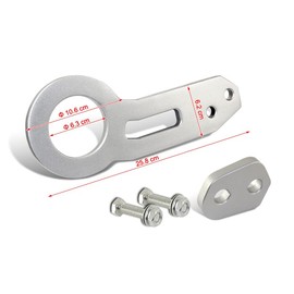 EPARTS JDM Rear Bumper Anodized CNC Billet Aluminum Racing Style Towing Tow Hook Kit Trailer Ring for Universal Car, Automotive Exterior Accessories, Car Mods DIY Modification Parts Assembly (Silver)