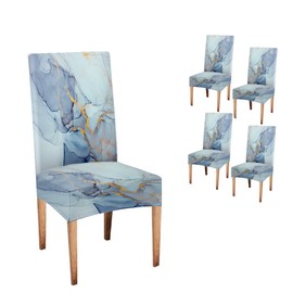 CAPSCEOLL Marble Blue Abstract Printing Dining Chair Covers Set of 4,Stretch Parsons Chair Slipcovers Universal Removable Washable Chair Seat Covers Protector for Dining Room,Kitchen,Hotel